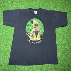 Vintage Y2K Baby Wolf Cub T-shirt, Call of the Wild, Medium